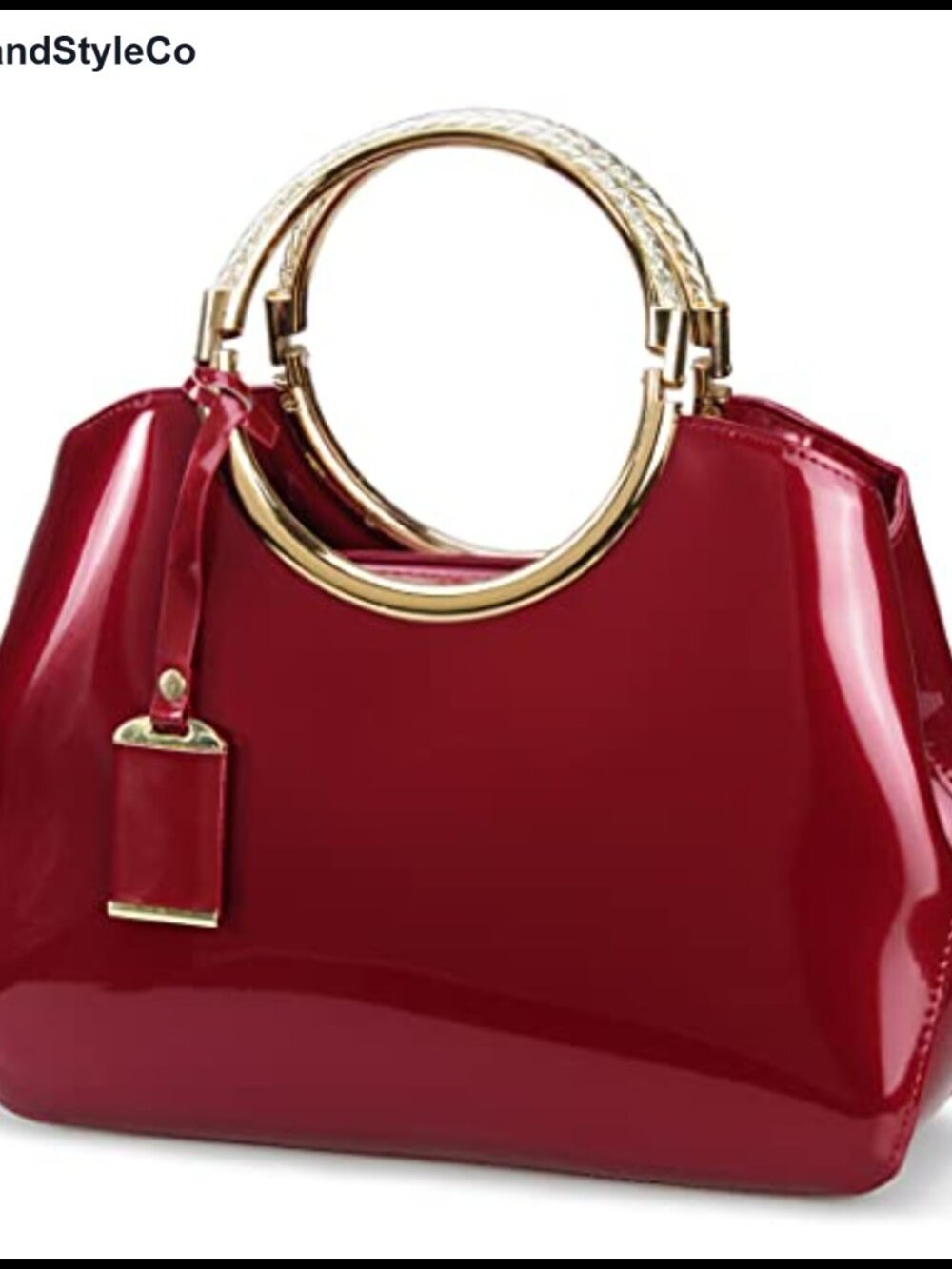 PU Patent Leather Satchel Structured Shoulder Handbag with Removable Strap